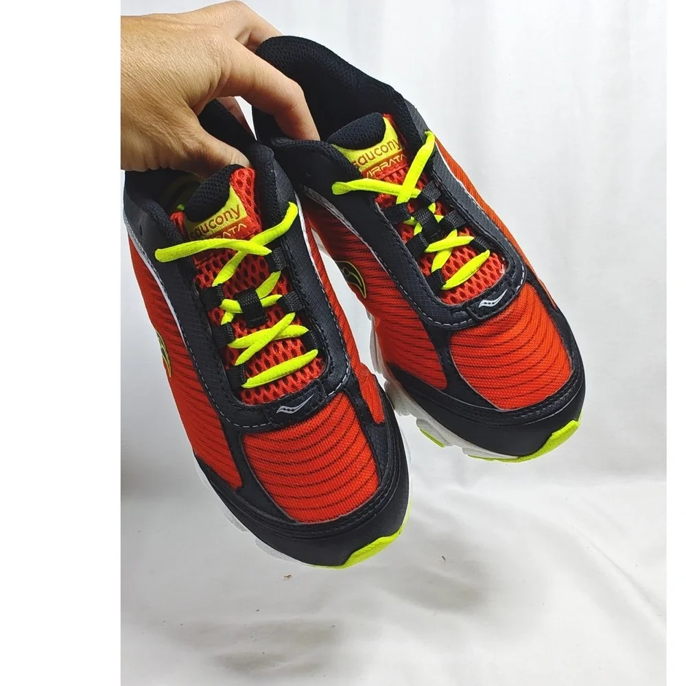 Saucony Virrata Running Shoes Red Black Citron Boys Sneakers 12.5M New